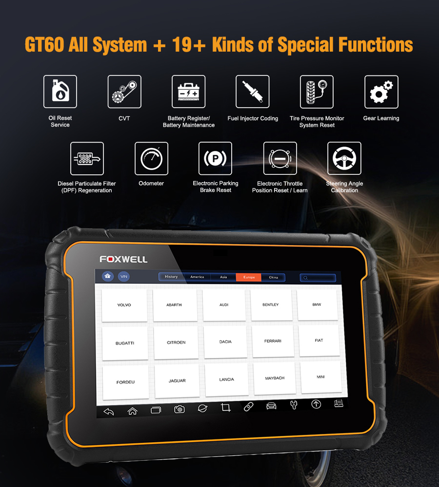 Foxwell GT60 Features and Functions List and?More than 19+ Special Functions