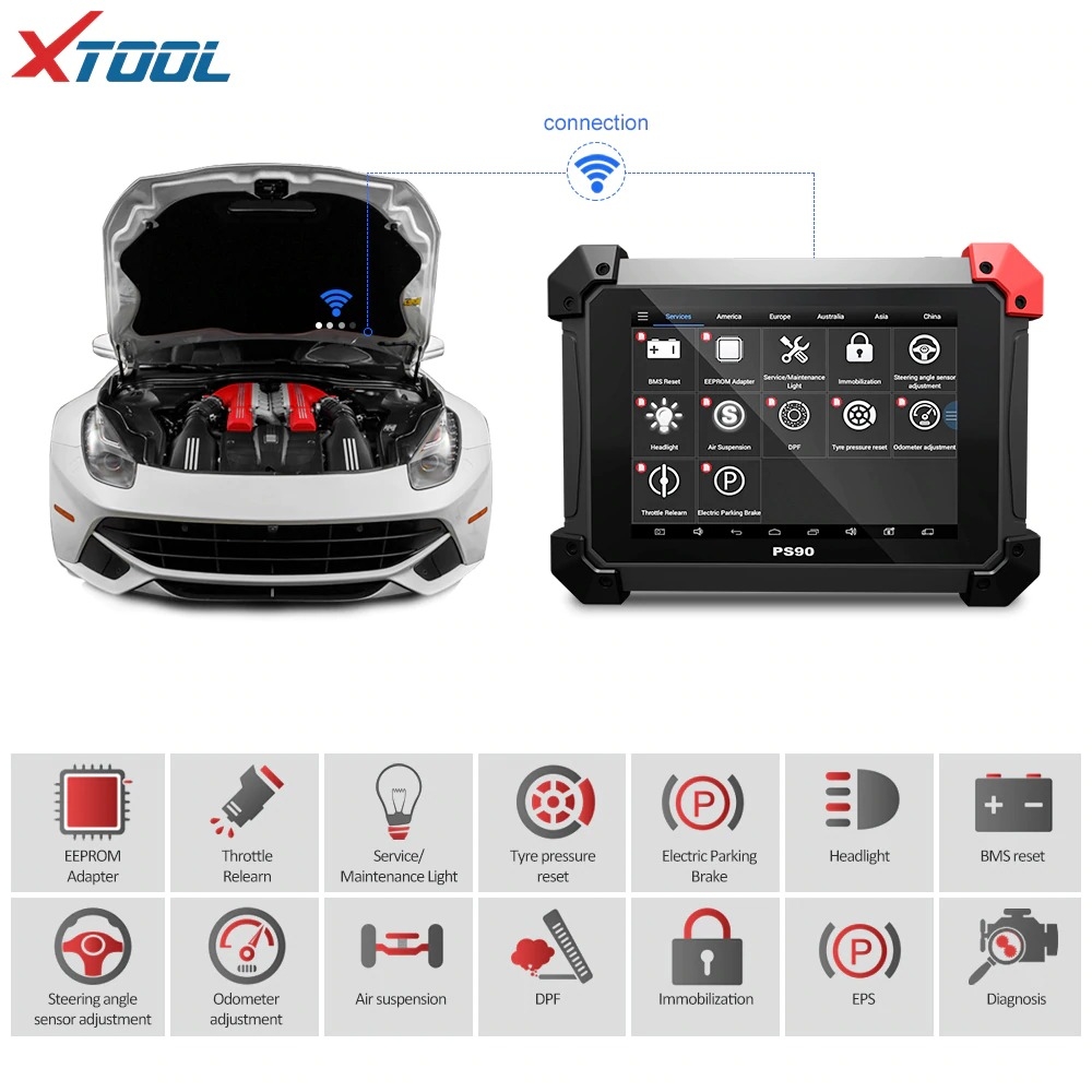 XTool PS90 Tablet Vehicle Diagnostic Tool Support Wifi and Special Function Free Update Online for 2 Years