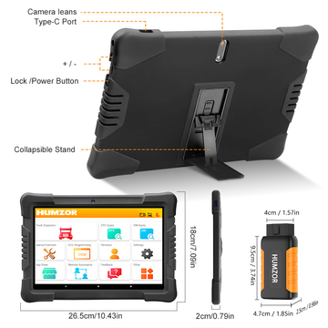 Humzor NexzDAS ND506 Plus Full Version 10 Inch Tablet Diesel Commercial Vehicles Diagnostic Tool with 10 Converters