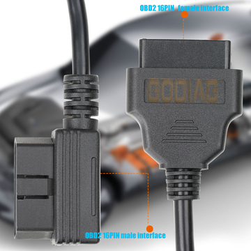 Obd2 16pin Male to Female Extension Cable Diagnostic Extender 100cm