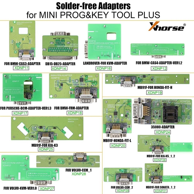 [In Stock] Xhorse Solder-Free Adapters and Cables Full Set XDNPP0CH 16pcs Work with MINI PROG and KEY TOOL PLUS