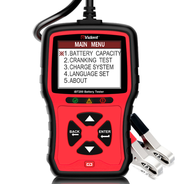 VIDENT iBT200 9V-36V Battery Tester for 12V Passenger Cars and 24V Heavy Duty Trucks 100 to 2000CCA Car Battery Analyzer