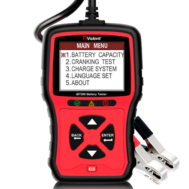 VIDENT iBT200 9V-36V Battery Tester for 12V Passenger Cars and 24V Heavy Duty Trucks 100 to 2000CCA Car Battery Analyzer