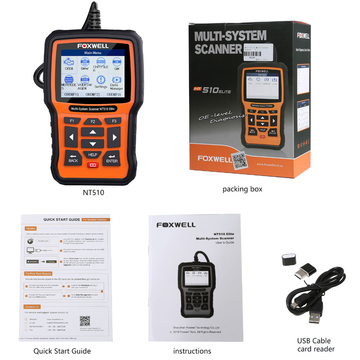 Foxwell NT510 Elite Multi-System Scanner with 1 Free Car Software+OBD Service Reset Bi-Directional Active Test