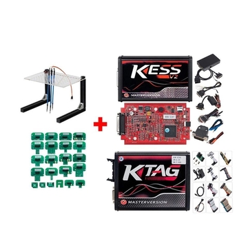 (ES/RU Ship)KESS V5.017 RED+KTAG V7.02 RED+LED BDM Frame+22PCS BDM ADAPTERS