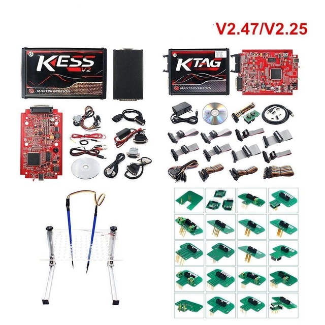 (ES/RU Ship)KESS V5.017 RED+KTAG V7.02 RED+LED BDM Frame+22PCS BDM ADAPTERS